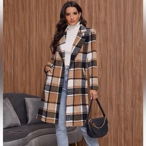 Blue Brown White Buffalo Check Coat